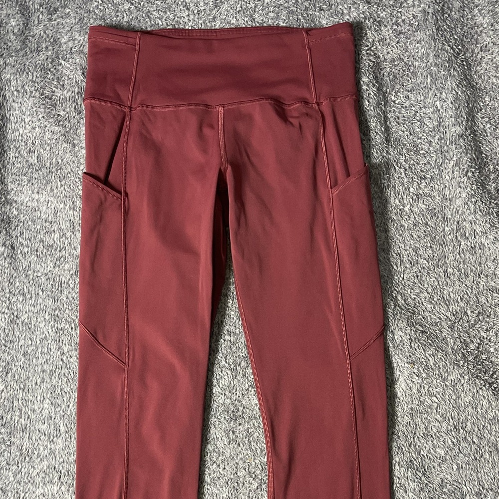 Lululemon Fast and Free Leggings Size 8 Red High Rise 27" Running Tights